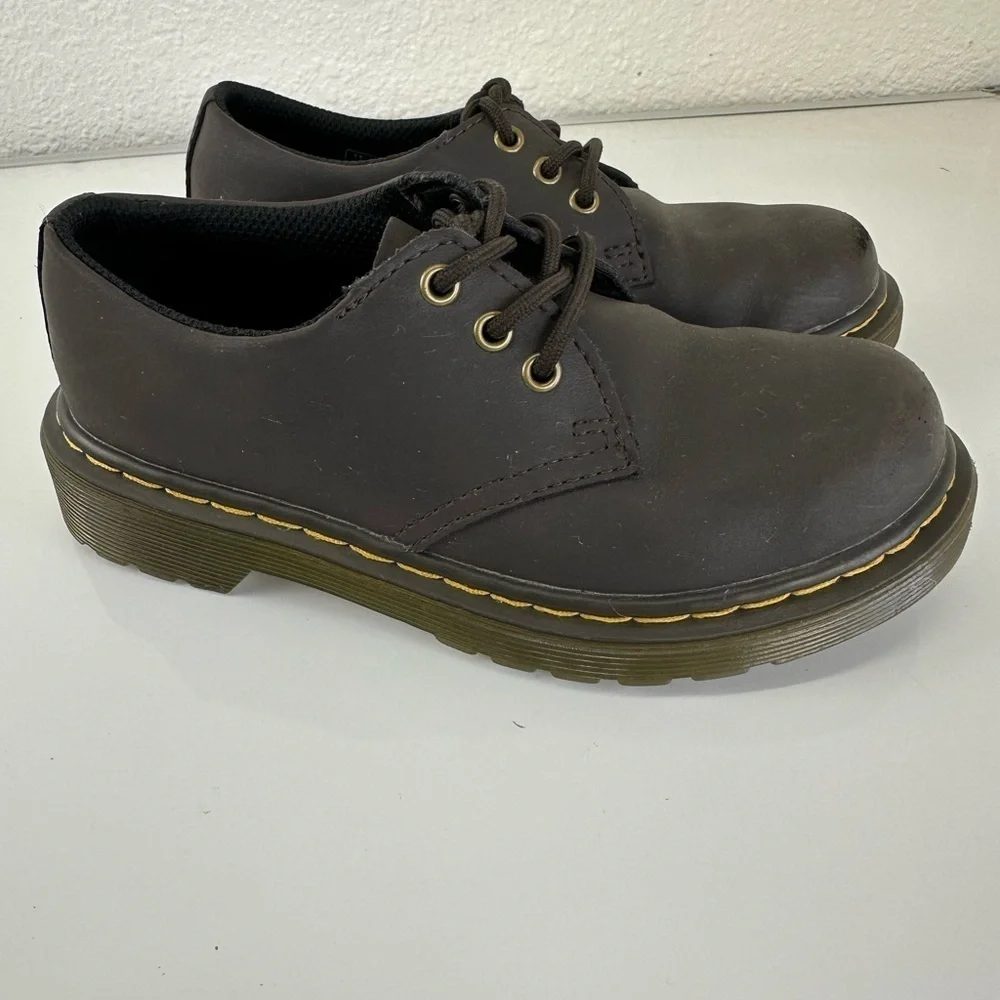 Dr. Martens 1461 J Softy Toe Dark Brown Leather Shoes KIDS  Size 12